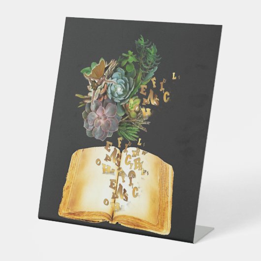 Succulent tuinontwerp reclamebord met voetstuk (Voorkant)