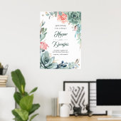Succulent verdure Blush rose Mariage Affiche de bi (Bureau à domicile)