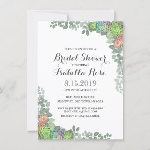 Succulent verdure Invitations de douche nuptiale