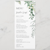 Succulent Vert foncé Mariage Dîner Menu (Devant)