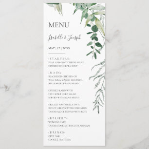 Succulent Vert foncé Mariage Dîner Menu