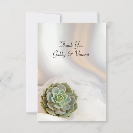 Succulent vert sur Mariage blanc Merci plat (Devant)