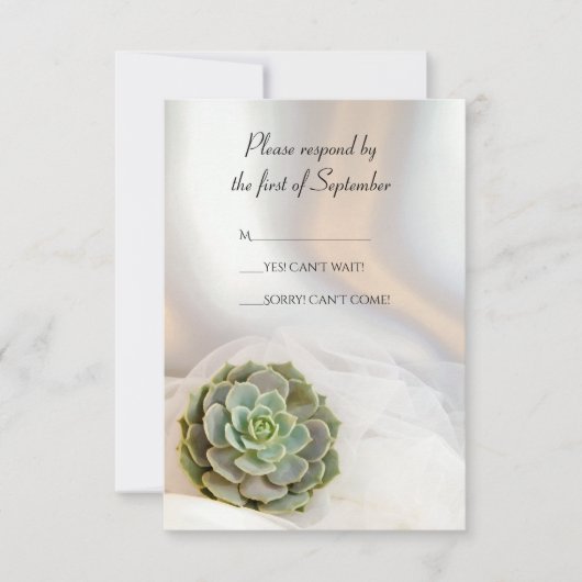 Succulent vert sur mariage blanc Réponse RSVP (Devant)