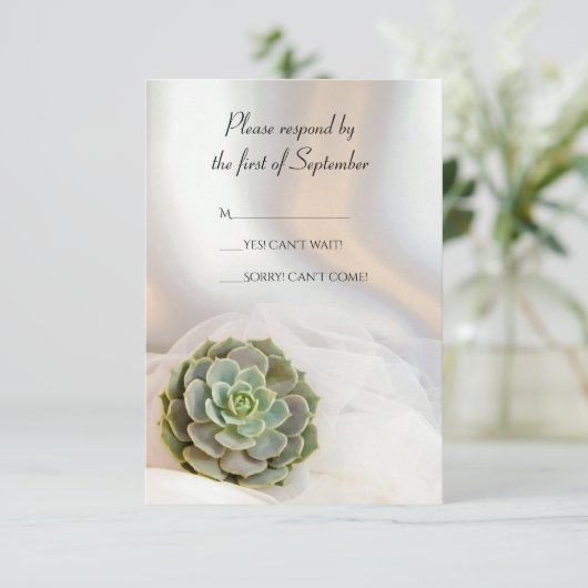 Succulent vert sur mariage blanc Réponse RSVP (Debout devant)