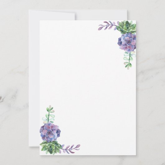 Succulent violet or faire-part de mariage élégant (Dos)