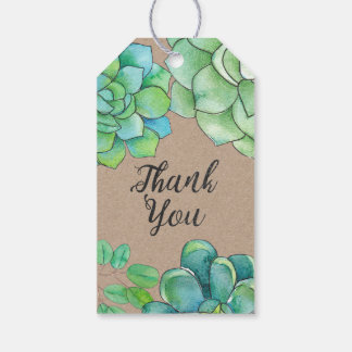 Succulent Waterverf Dank u Labels Cadeaulabel