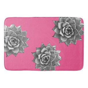 Succulent Waterverf Grijs op Hot Pink Badmat