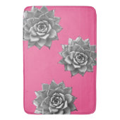 Succulent Waterverf Grijs op Hot Pink Badmat (Voorkant Verticaal)