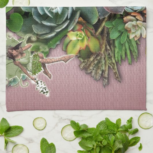 Succulente beeldschermen theedoek (Gevouwen)