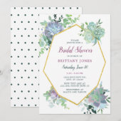 Succulente Bridal Shower Invitation Kaart (Voorkant / Achterkant)