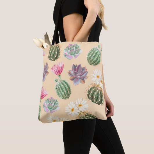 Succulente cactus: hoog detailpatroon draagtas (Dichtbij)