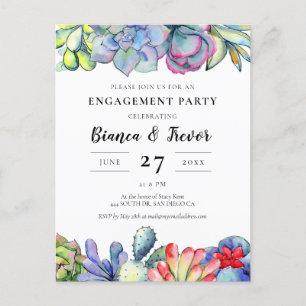 Succulente cactus verlovingsuitnodiging briefkaart