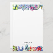 Succulente cactus waterverf briefpapier (Voorkant / Achterkant)