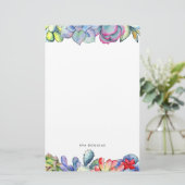 Succulente cactus waterverf briefpapier (Staand voorkant)