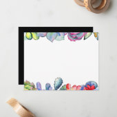 Succulente cactus waterverf notitiekaartje (Voorkant / Achterkant in situ)