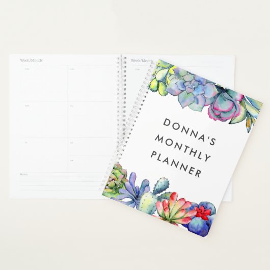Succulente cactus waterverf planner (Display)