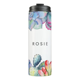 Succulente cactus waterverf thermosbeker