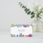 Succulente cactus waterverf visitekaartje (Staand voorkant)