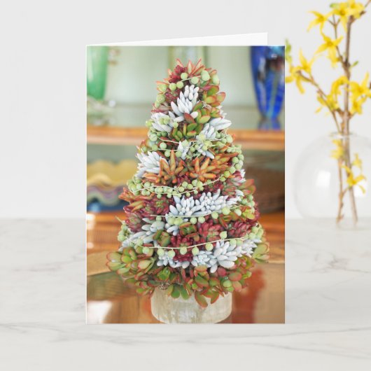 Succulente carte de vacances d'arbre de Noël par D (Fleur jaune)
