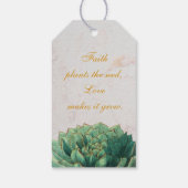 Succulente doop gunst elegante faux gouden script cadeaulabel (Achterkant)