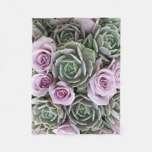 Succulente Echeverias en Rozen Vluchten Blanket Fleece Deken (Voorkant)