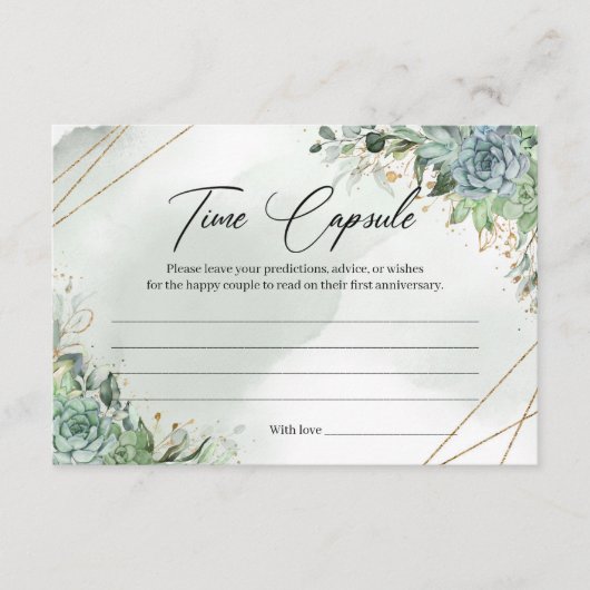 Succulente eucalyptusgoud lijst Tijd Capsule Kaart (Voorkant)