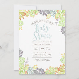 Succulente gelukzaligheid Waterverf | Baby shower  Kaart