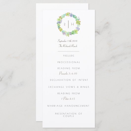 Succulente gelukzaligheid Waterverf | INITIAAL | P Programma (Voorkant / Achterkant)