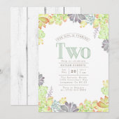 Succulente gelukzaligheid Waterverf | Verjaardagsf Kaart (Voorkant / Achterkant)