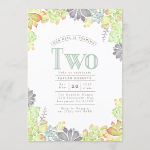 Succulente gelukzaligheid Waterverf   Verjaardagsf Kaart