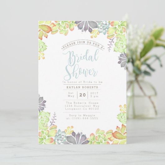 Succulente gelukzaligheid Waterverf | Vrijgezellen Kaart (Staand voorkant)