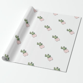 Succulente glimlaingscactus in roze bloempot cadeaupapier