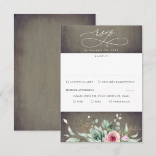 Succulente Greenery en roze Flowers Wedding RSVP Kaartje