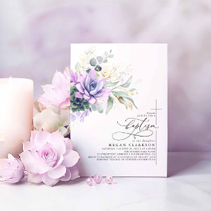 Succulente Greenery Gold laat een elegante baptism Kaart