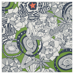 succulente groene oranje ster stof