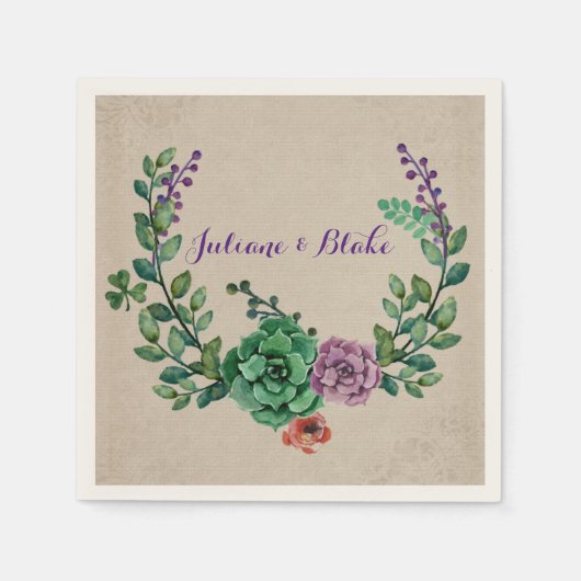 Succulente krans servet (Voorkant)