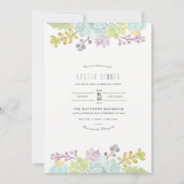 Succulente lentetuin | Waterverf Pasen Kaart