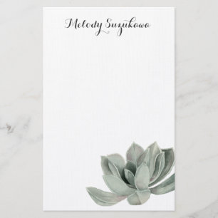 Succulente Plant Waterverf   Jouw namen toevoegen Briefpapier