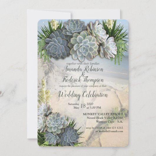 Succulente tinten van Bleke blues en huwelijksuitn Kaart (Voorkant)