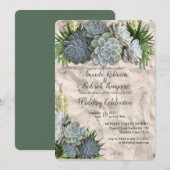 Succulente tinten van Bleke blues en huwelijksuitn Kaart (Voorkant / Achterkant)