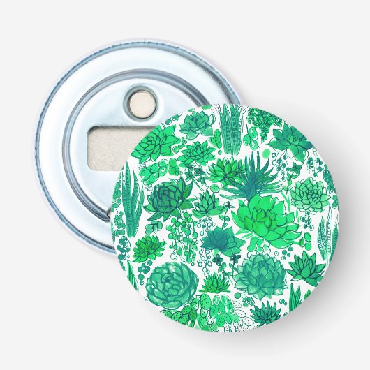 Succulente tuin button flesopener (Voorkant)
