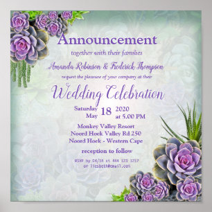 Succulente tuin Hues of Zee Green & Lavender Poster