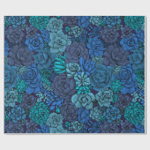 Succulente tuin in blauw cadeaupapier (Vlak)