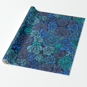 Succulente tuin in blauw cadeaupapier