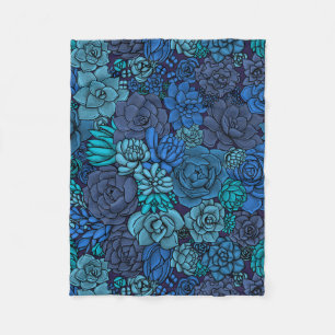 Succulente tuin in blauw fleece deken