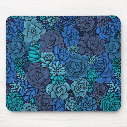 Succulente tuin in blauw muismat (Voorkant)