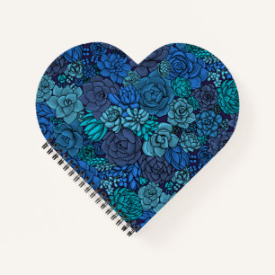 Succulente tuin in blauw notitieboek