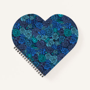 Succulente tuin in blauw notitieboek