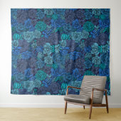 Succulente tuin in blauw wandkleed (In Situ (horizontaal))