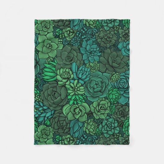 Succulente tuin in groen fleece deken (Voorkant)